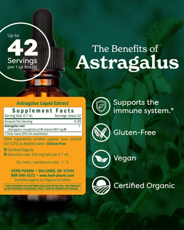 Extracto líquido astrágalo Herb Pharm ingredientes naturales
