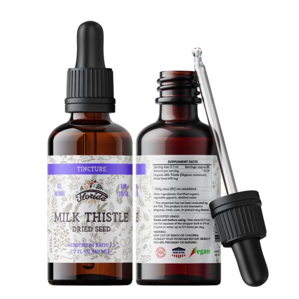 Extracto líquido de cardo mariano orgánico FLORIDA HERBS botella frontal