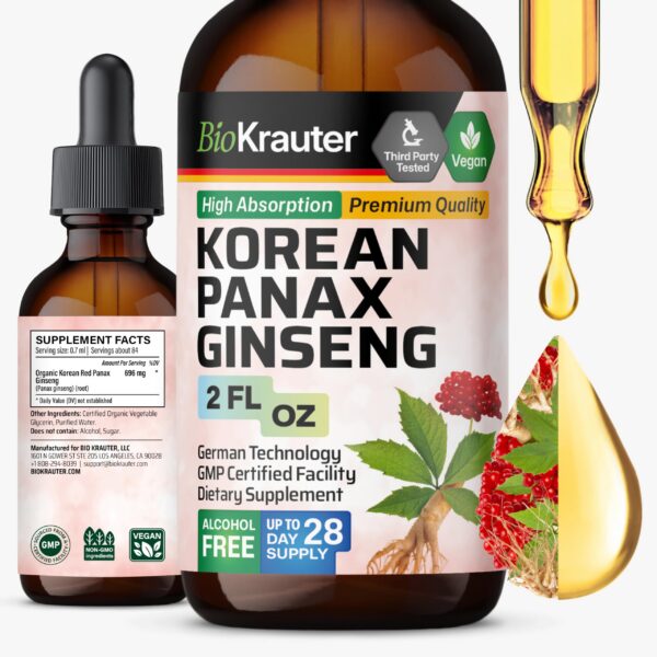 Extracto líquido de ginseng rojo coreano BIO KRAUTER botella frontal