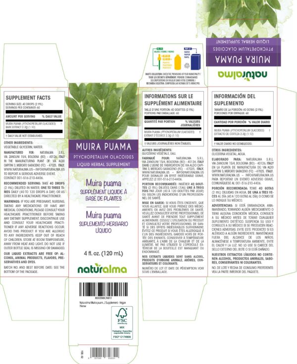 Extracto líquido herbal Muira Puama vegano Naturalma