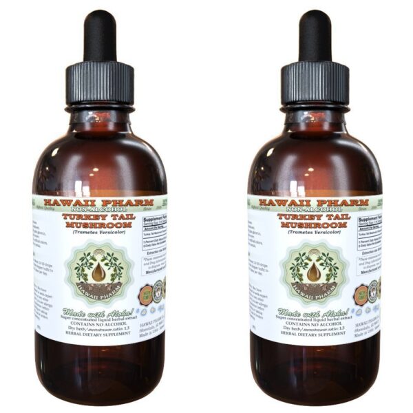 Extracto líquido sin alcohol de hongo cola de pavo en botella