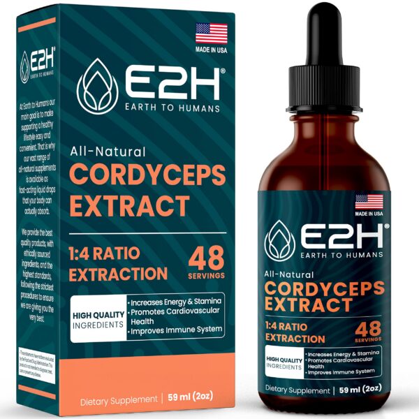 Version 1.0.0 Extracto líquido de hongo cordyceps E2H botella frontal