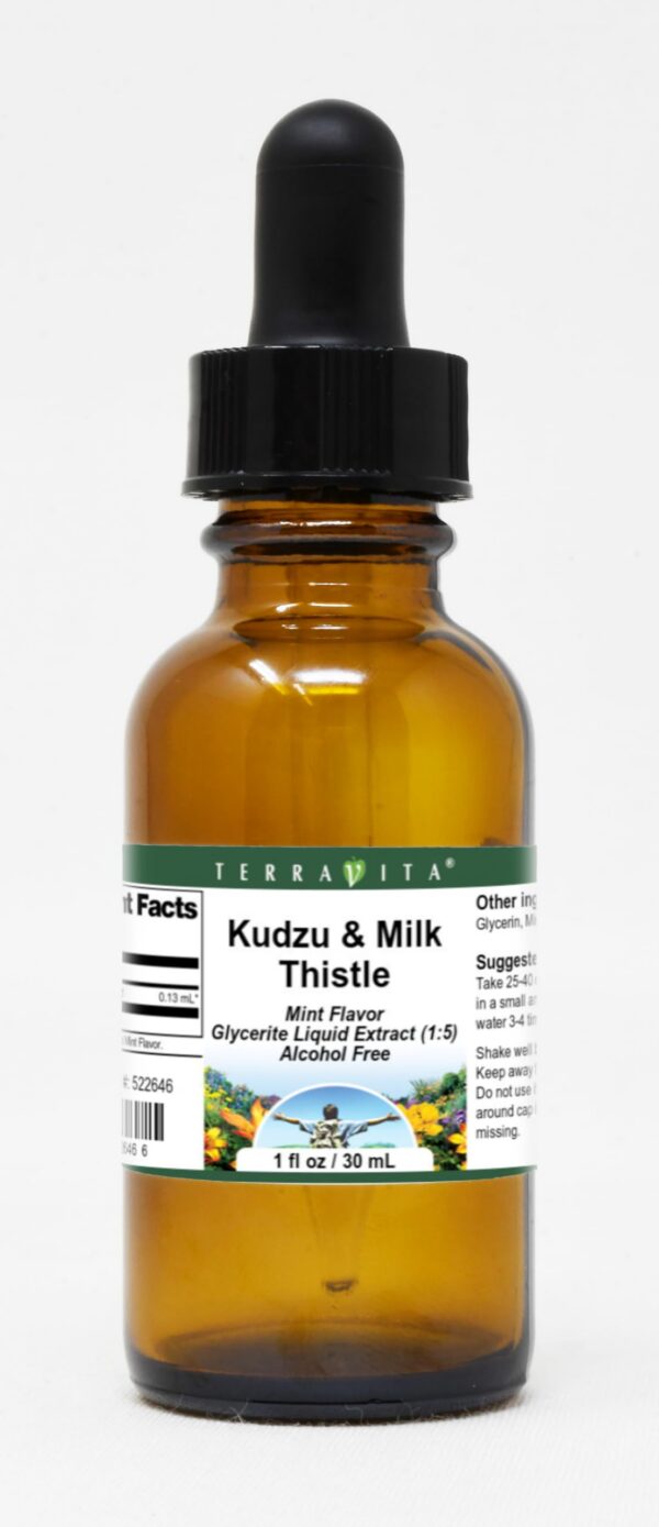 Botella de extracto líquido de Kudzu y Cardo Mariano sabor menta
