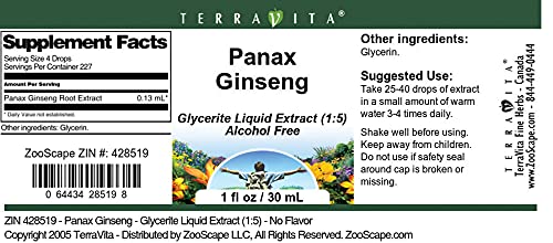 Version 1.0.0 Extracto líquido natural de ginseng en glicerita pura TerraVita