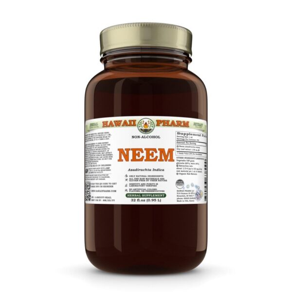 Version 1.0.0 Extracto líquido orgánico de neem sin alcohol Hawaii Pharm frasco
