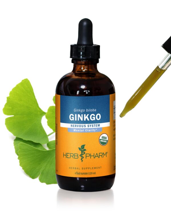 Extracto líquido orgánico Ginkgo biloba Herb Pharm botella 4 onzas