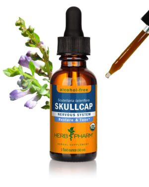 Extracto líquido orgánico skullcap Herb Pharm botella frontal
