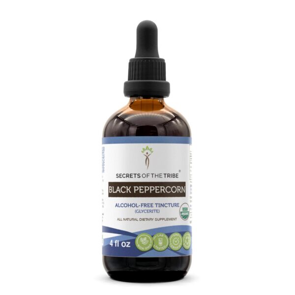 Version 1.0.0 Extracto líquido de pimienta negra Secrets of the Tribe en botella