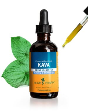 Botella de extracto líquido de raíz de kava Herb Pharm 2 onzas