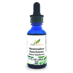 extracto líquido raíz de malvavisco en botella azul herb-science