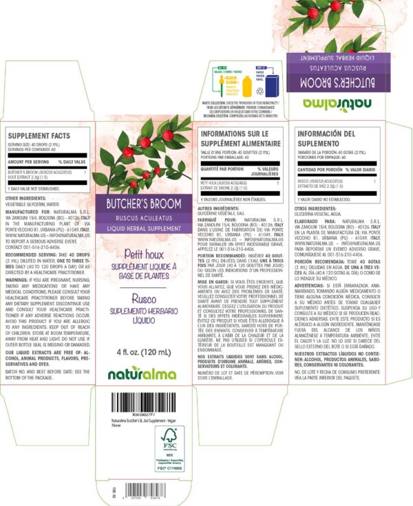 Extracto líquido de raíz de Rusco Naturalma en gotas