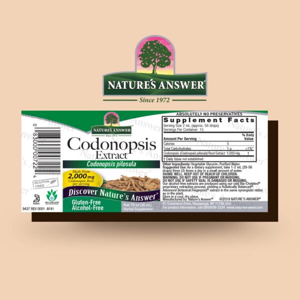 Version 1.0.0 Extracto líquido Root de Codonopsis sin alcohol Nature's Answer