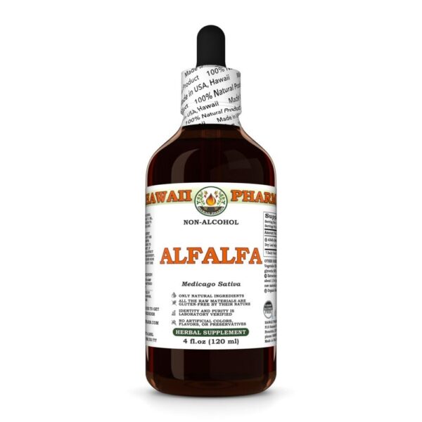 Extracto líquido sin alcohol de alfalfa orgánica Hawaii Pharm botella 4 oz