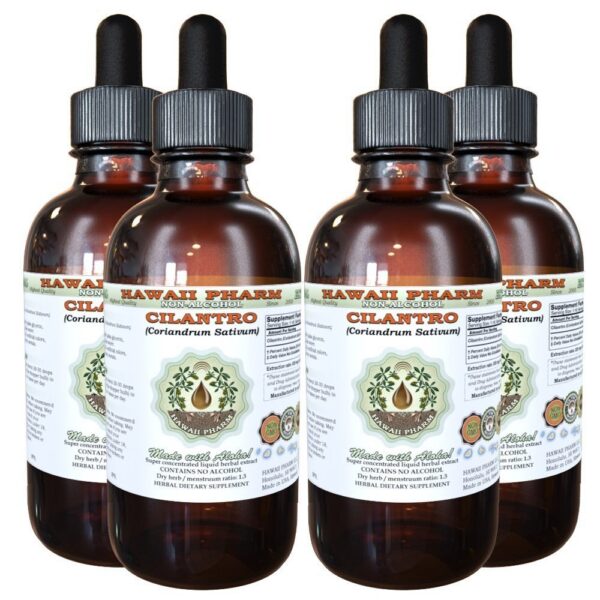 Version 1.0.0 Extracto líquido sin alcohol de cilantro orgánico Hawaii Pharm botella