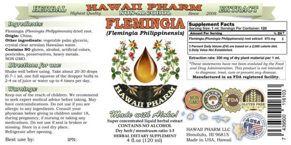 Extracto líquido sin alcohol de Flemingia en envase