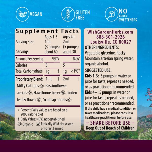 Version 1.0.0 Extracto líquido natural para dormir niños WishGarden Herbs 2 oz