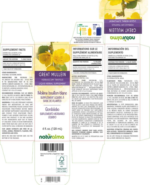 Extracto líquido natural y vegano de Gordolobo en gotas