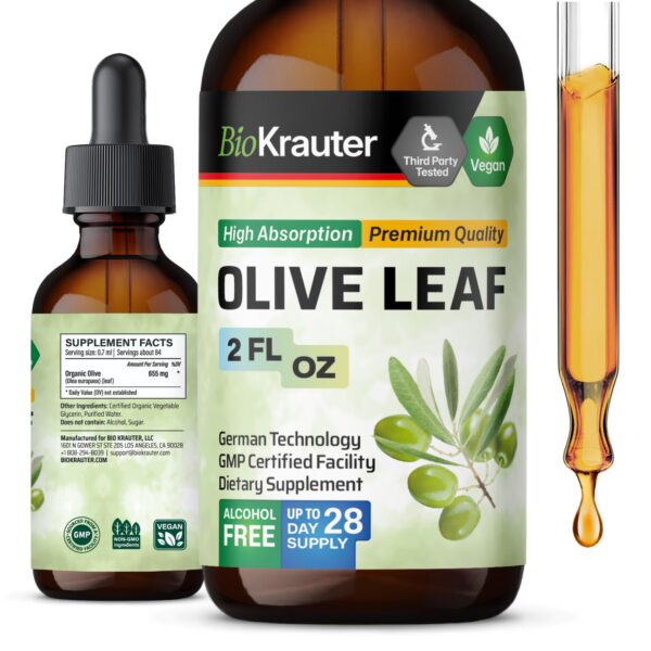 Extracto líquido vegano de hoja de olivo BIO KRAUTER botella 2oz