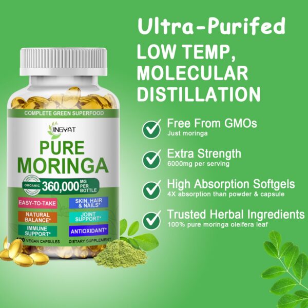 Extracto de moringa pura en cápsulas blandas para bienestar integral