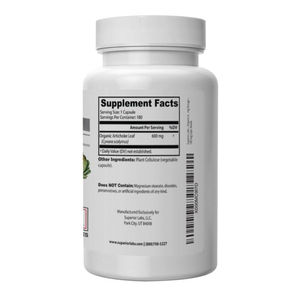 Extracto natural de alcachofa Superior Labs envase y cápsulas