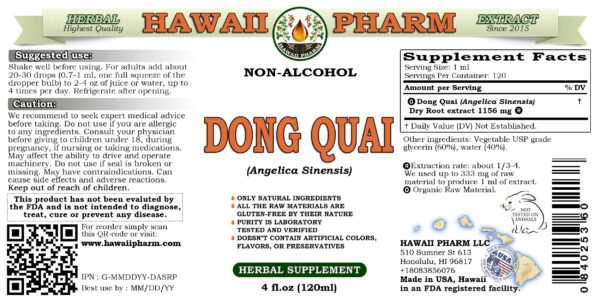 Version 1.0.0 Caja de extracto natural de Angelica sinensis Dong Quai Hawaii Pharm