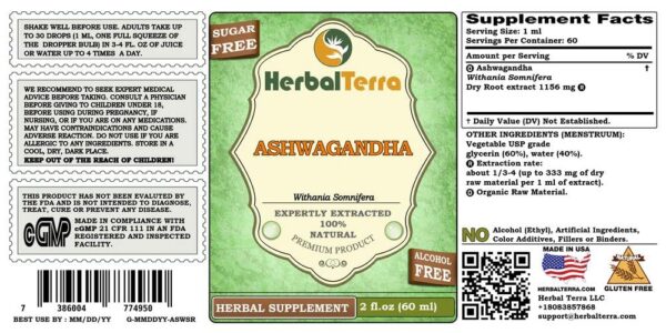 Extracto natural Ashwagandha sin alcohol Herbal Terra