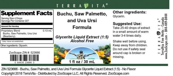 Extracto natural Buchu Saw Palmetto Uva Ursi 1 onza