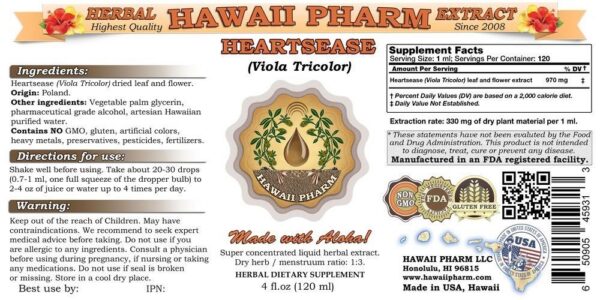 Frasco de extracto natural de Heartsease para uso herbal