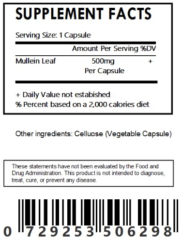 Detalle cápsulas de hoja de gordolobo Herbal Island 30 unidades