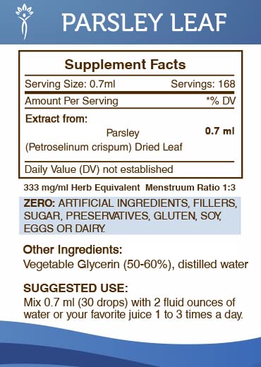 Extracto natural perejil hoja seca sin alcohol 4 oz