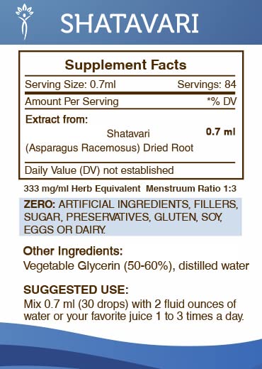 Extracto natural shatavari sin alcohol botella