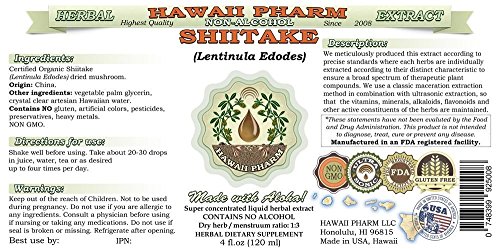 Extracto natural sin alcohol de hongos shiitake