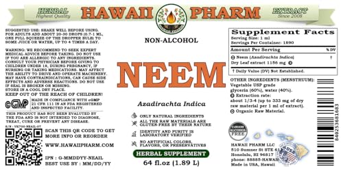 Extracto de neem sin alcohol envase Hawaii Pharm