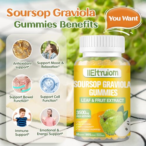 Extracto orgánico de hoja y fruta de guanábana en gomitas