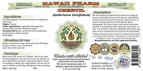 Extracto de perifollo Hawaii Pharm lado botella 64 oz