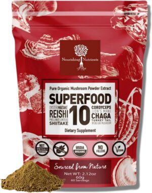 Extracto polvo hongos orgánicos 10 setas empaque