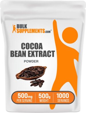 Frasco de extracto en polvo de frijol de cacao BulkSupplements 500g