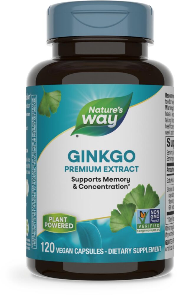 Extracto premium Ginkgo Nature's Way 120 cápsulas suplemento