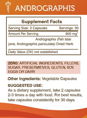 Extracto puro de Andrographis Secrets of the Tribe 60 cápsulas