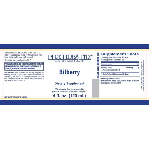 Extracto puro de arándano Pure Herbs suplemento natural