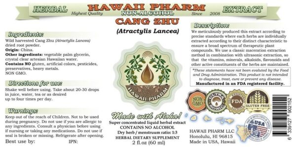 Version 1.0.0 Extracto de raíz de atractilo Cang Zhu natural Hawaii Pharm