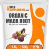 Polvo de extracto de raíz de maca orgánica BulkSupplements en empaque