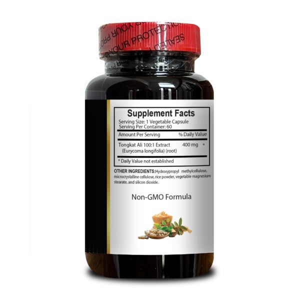 Vista lateral Olanta extracto de Tongkat Ali 60 cápsulas