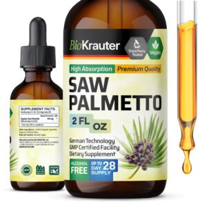 Extracto saw palmetto Bio Krauter vegano para salud urinaria 2 oz