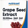 Extracto de semilla de uva Nutricost 28,000 mg frasco con cápsulas vegetales
