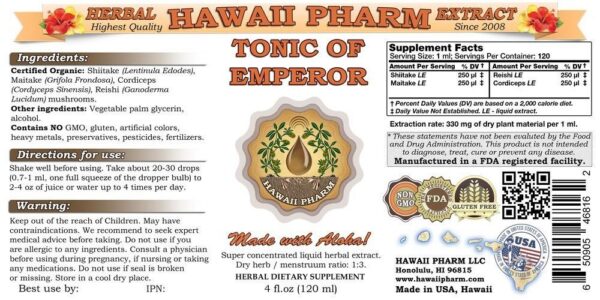 Botella de extracto líquido HawaiiPharm con hierbas