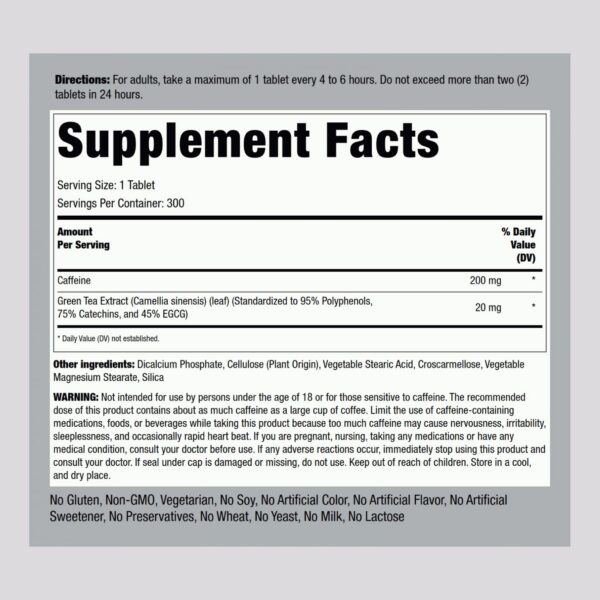 Extracto té verde en Piping Rock cafeína