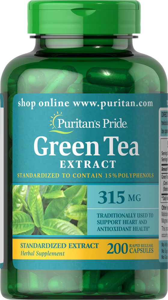 Version 1.0.0 Extracto estándar de té verde Puritan's Pride envase principal