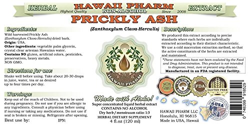 Extracto Zanthoxylum Clava-herculis botella con etiqueta clara Hawaii Pharm