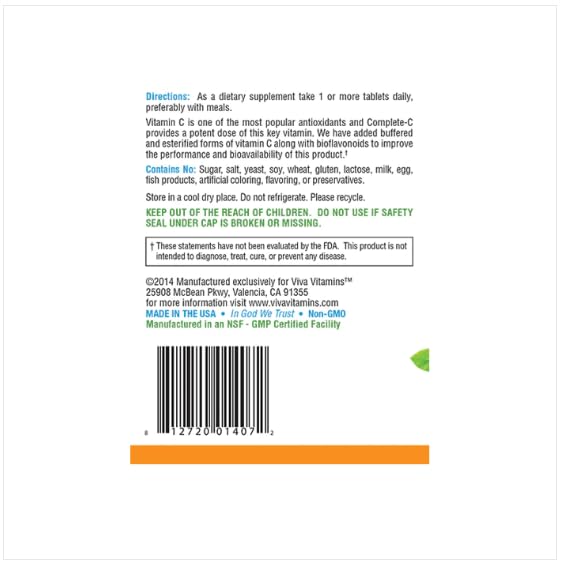 Extractos antioxidantes cápsulas vitamina c Viva Vitamins